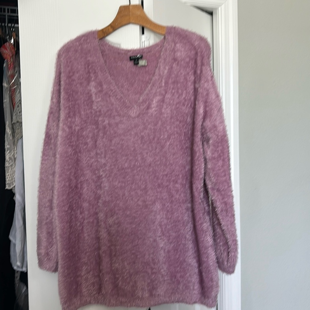 Lavender Purple Eyelash Knit Pullover Sweater